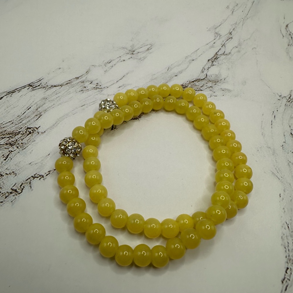 Sophisticated Yellow and Silver Beaded Bracelets